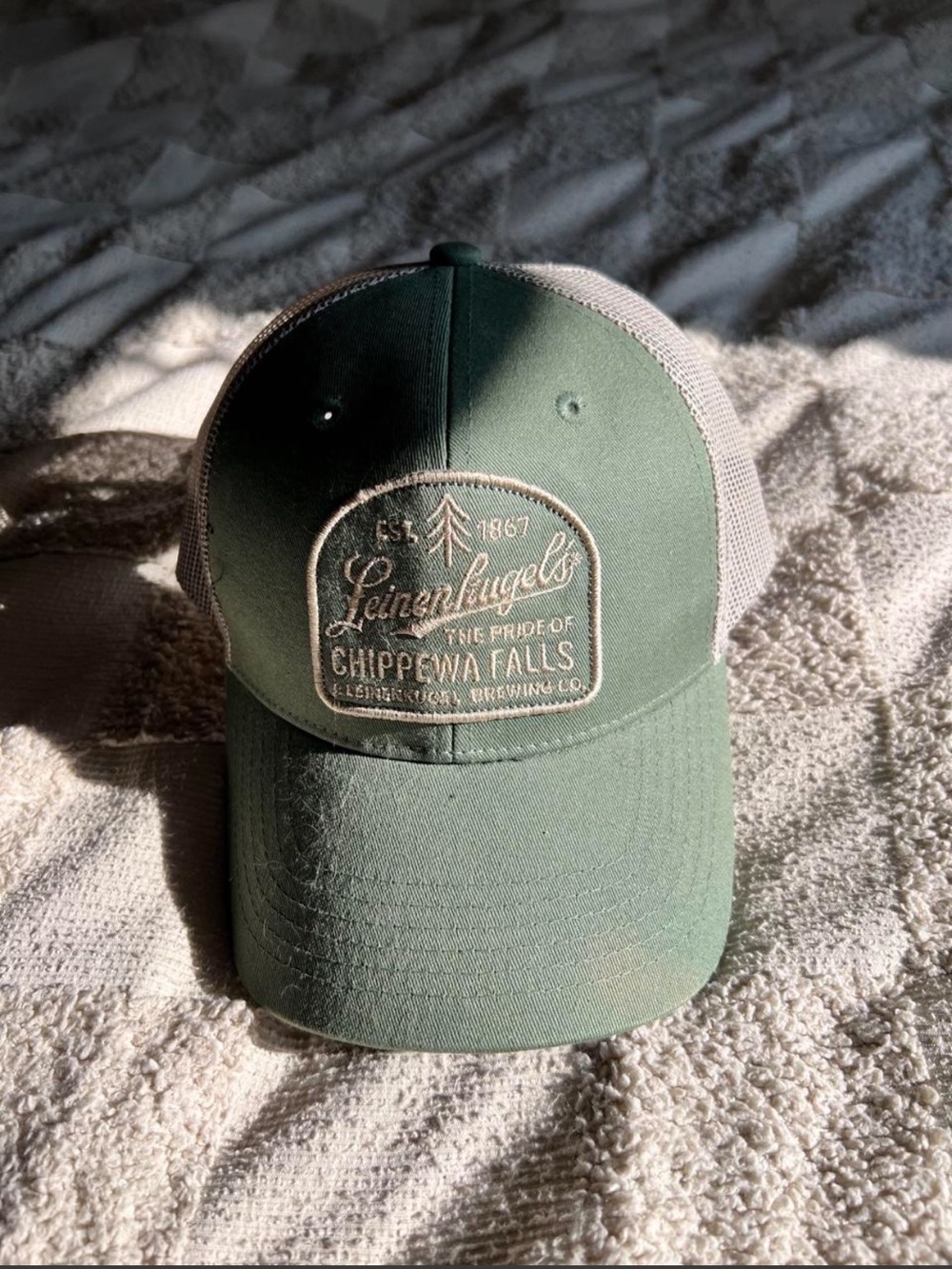 Green Trucker Hat with Gray Mesh Back